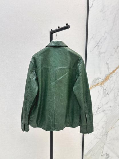 25fw Green leather jacket