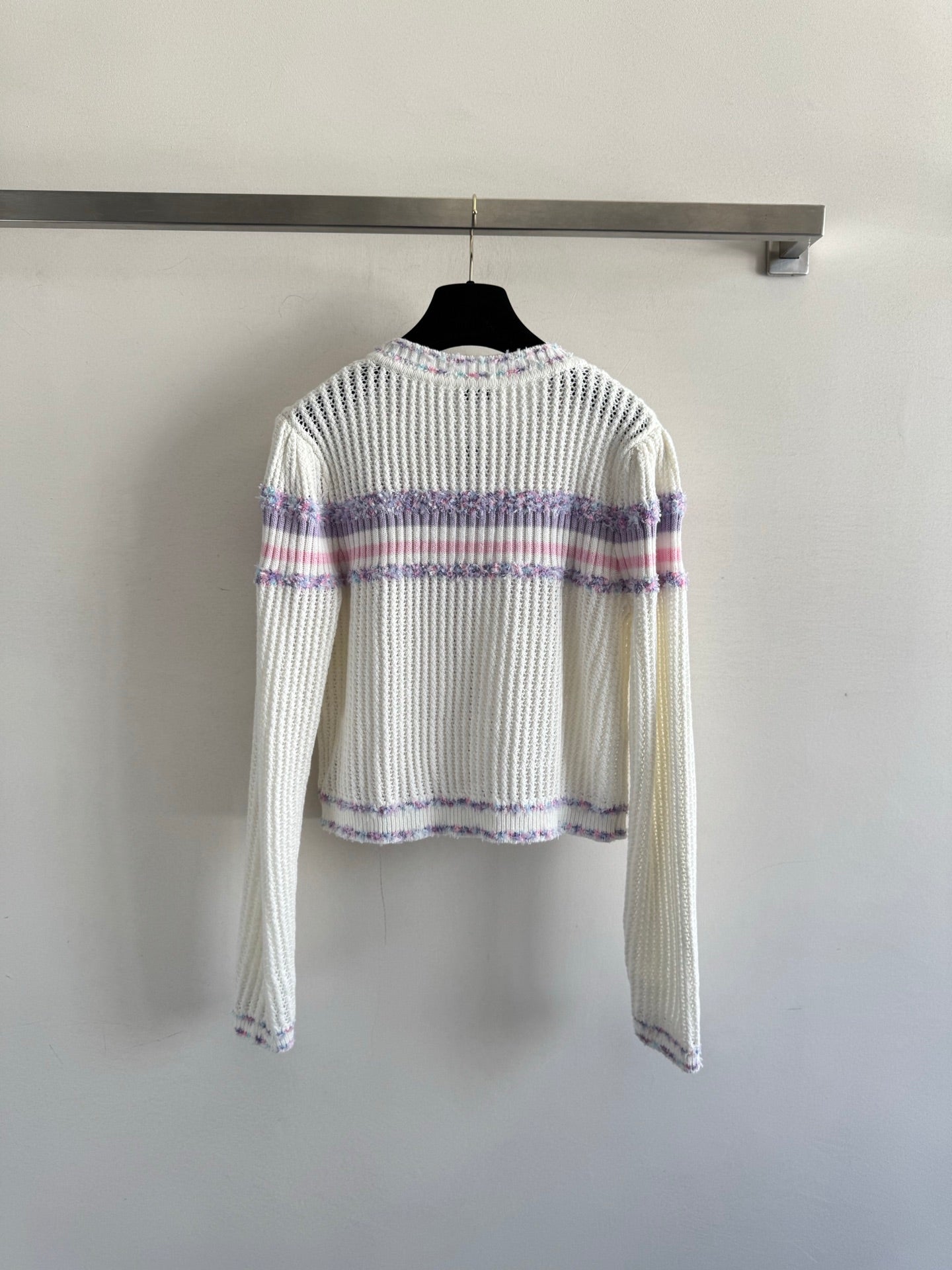 25fw Hollow knit long sleeved cardigan