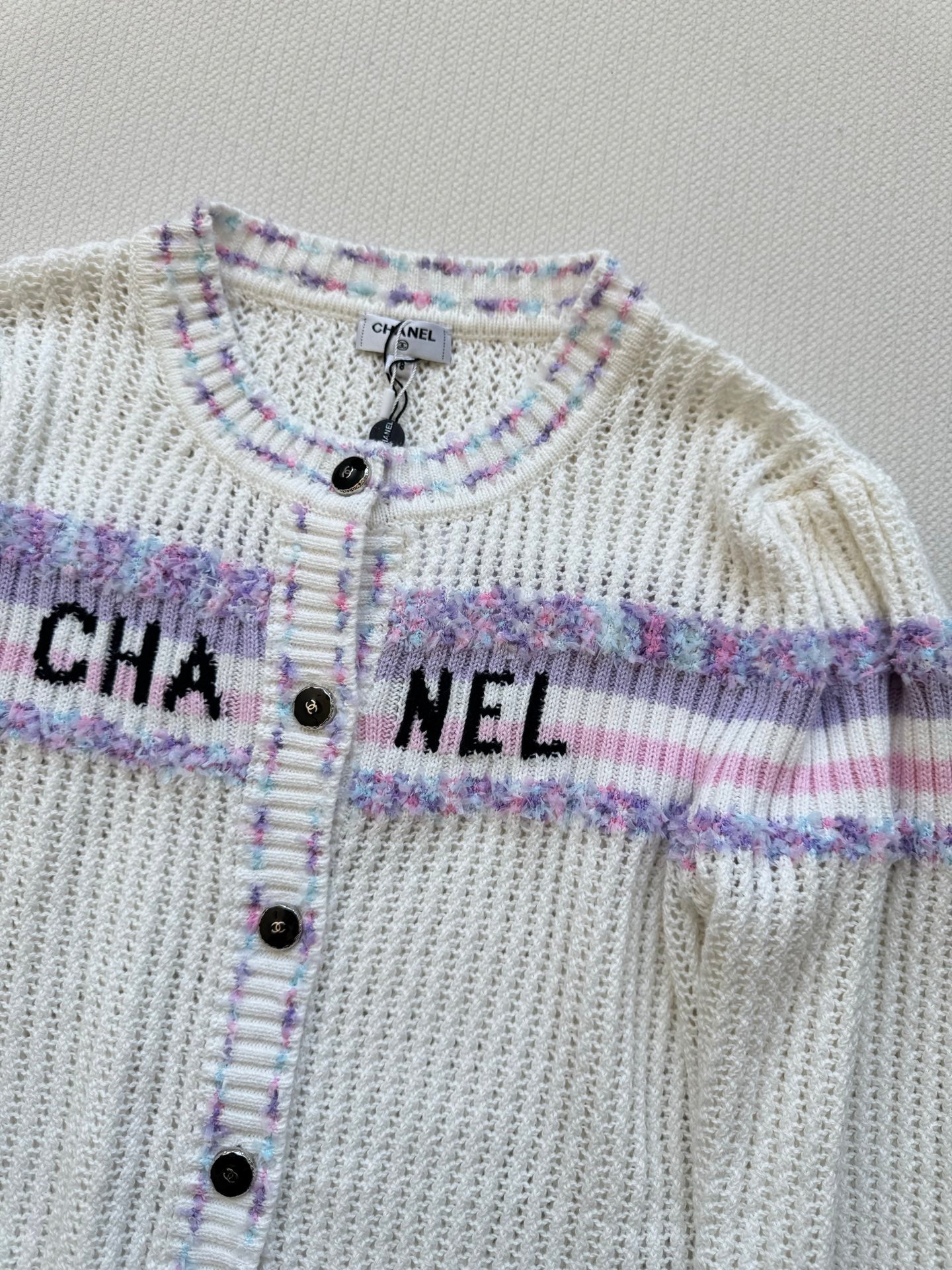 25fw Hollow knit long sleeved cardigan