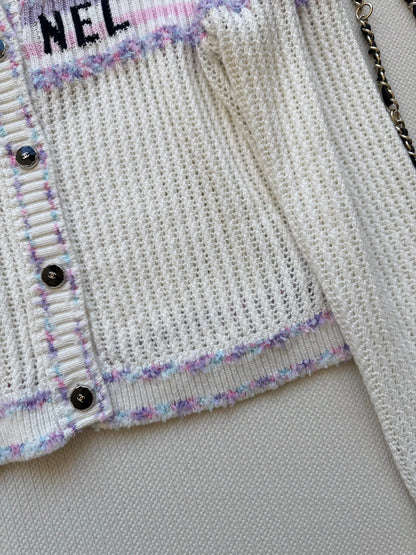 25fw Hollow knit long sleeved cardigan