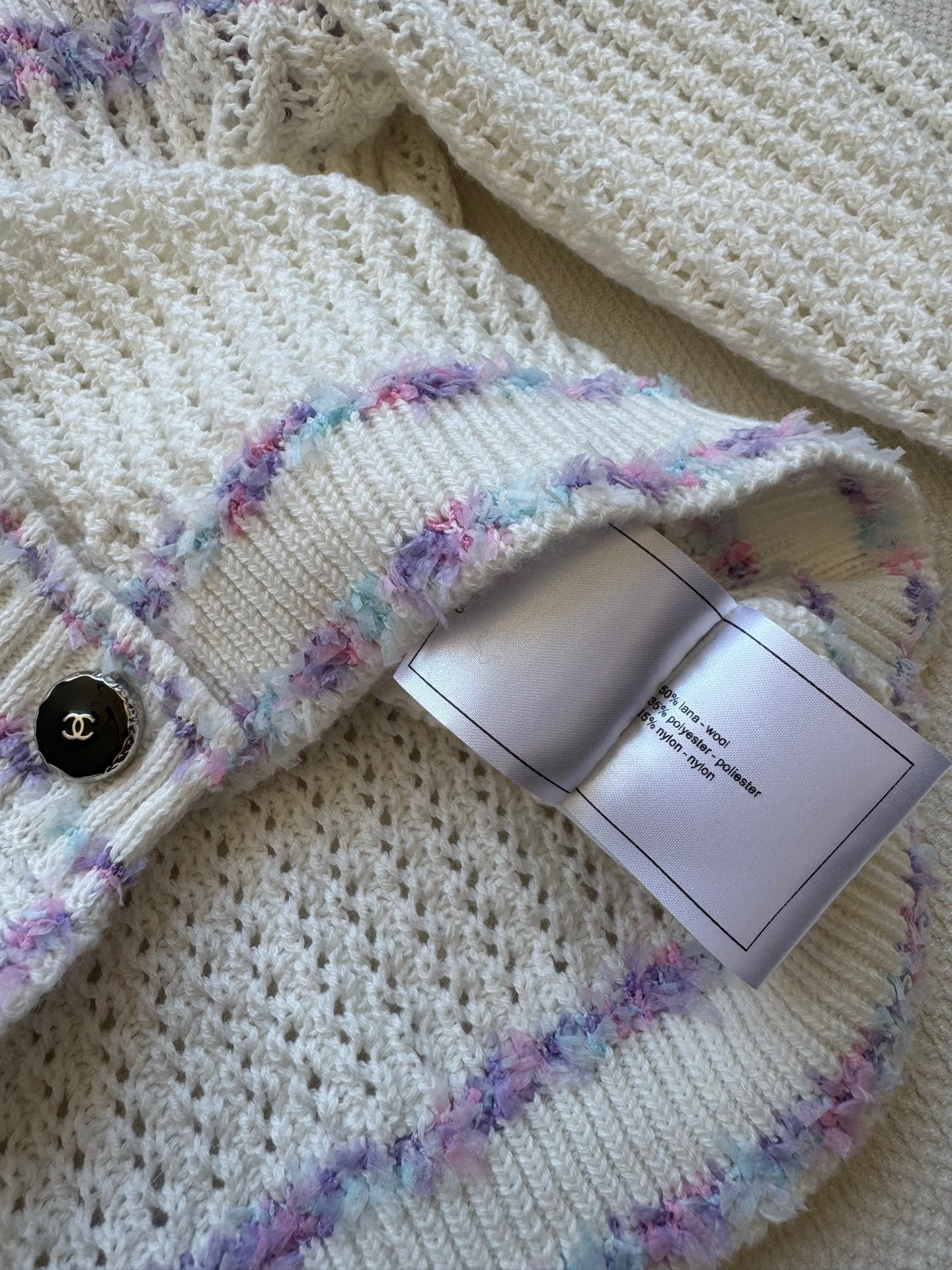 25fw Hollow knit long sleeved cardigan