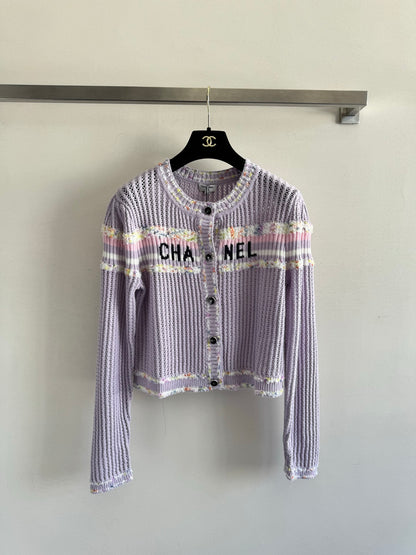 25fw Hollow knit long sleeved cardigan