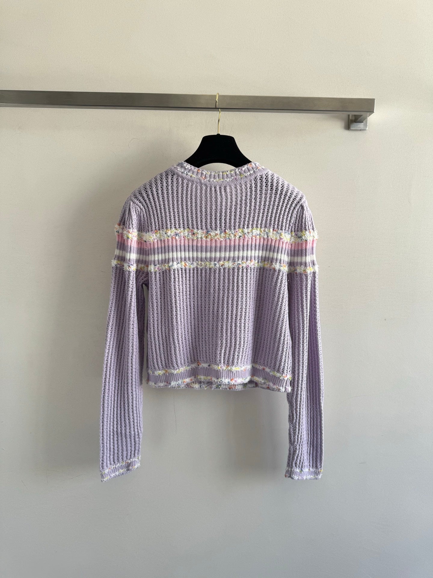 25fw Hollow knit long sleeved cardigan