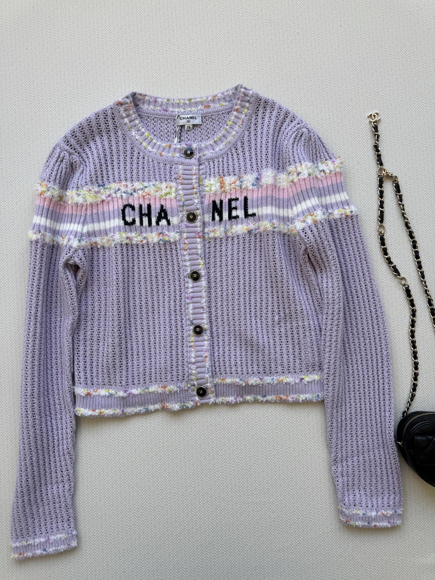 25fw Hollow knit long sleeved cardigan