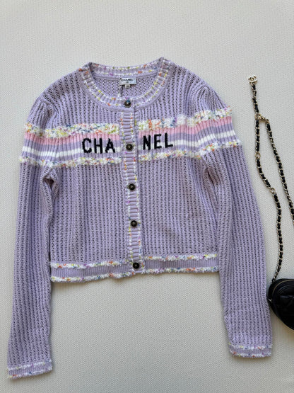 25fw Hollow knit long sleeved cardigan