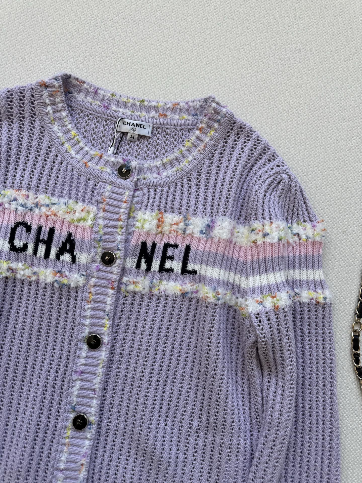 25fw Hollow knit long sleeved cardigan