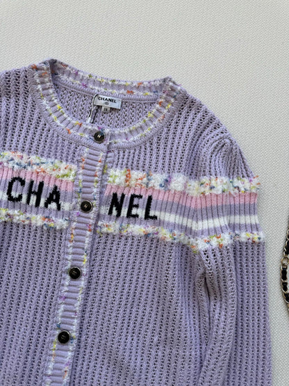 25fw Hollow knit long sleeved cardigan