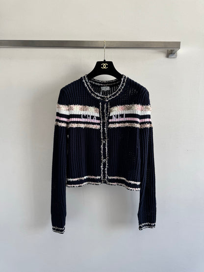 25fw Hollow knit long sleeved cardigan