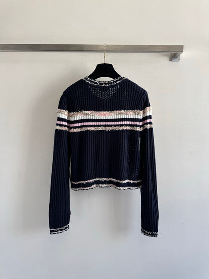 25fw Hollow knit long sleeved cardigan