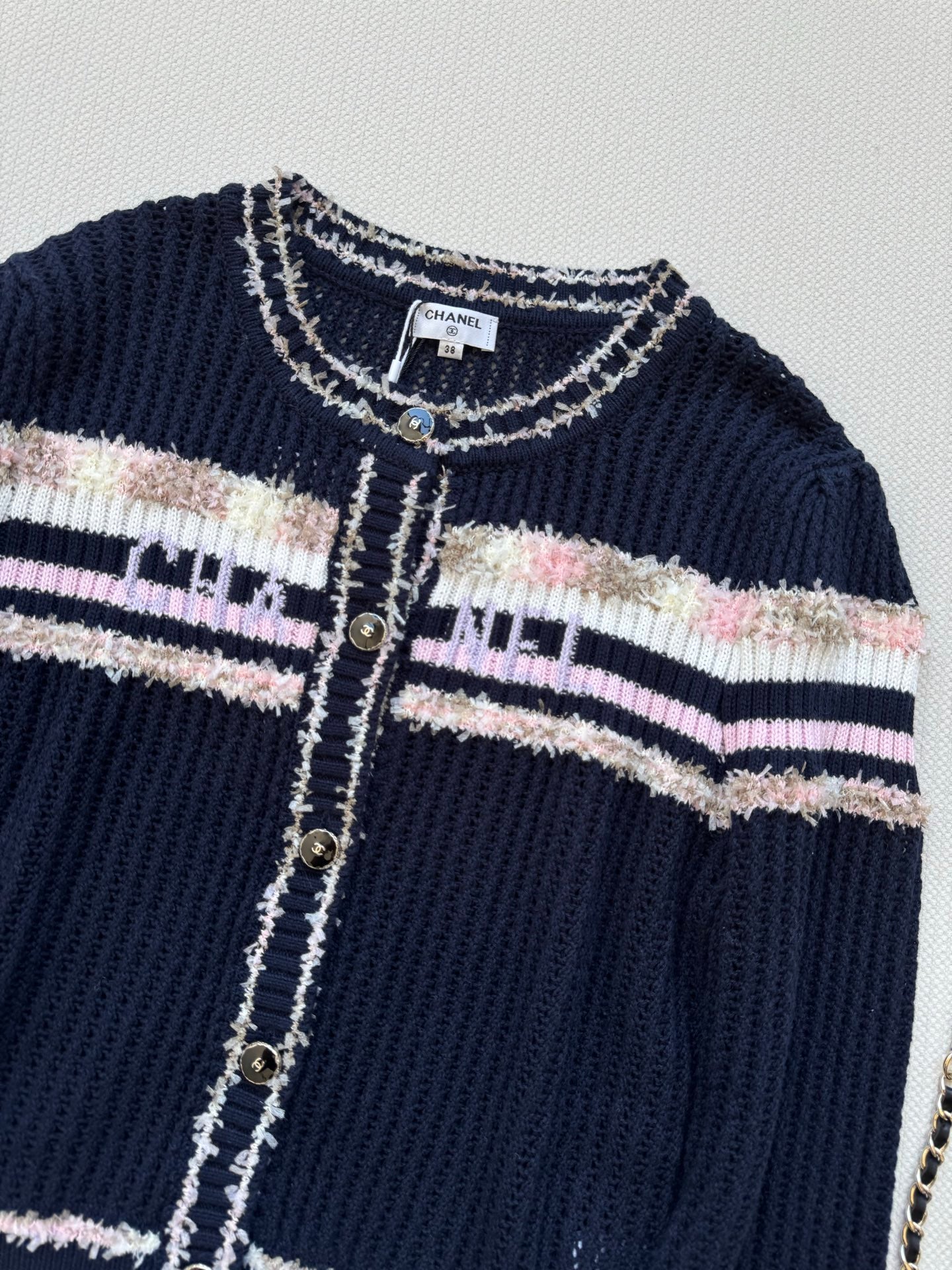 25fw Hollow knit long sleeved cardigan