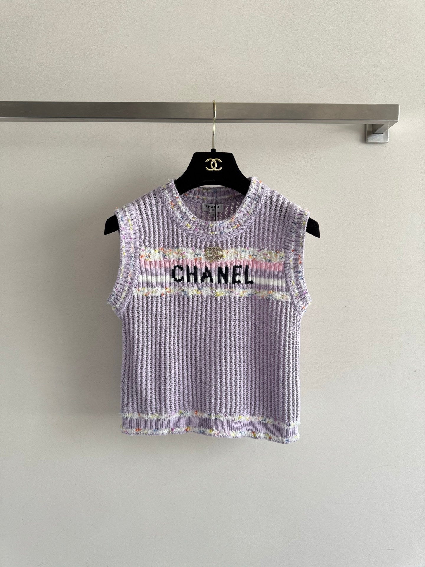 25fw Hollow knit vest