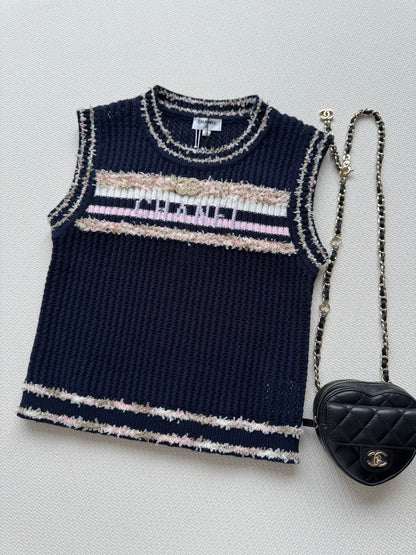 25fw Hollow knit vest