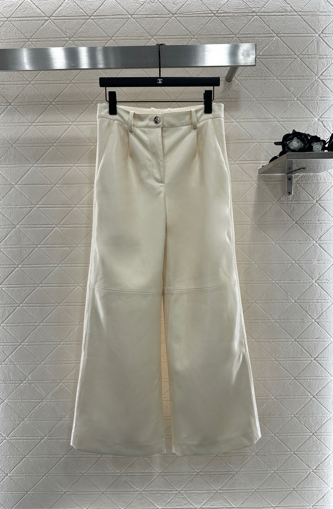 25fw  High waisted sheepskin leather wide leg pants