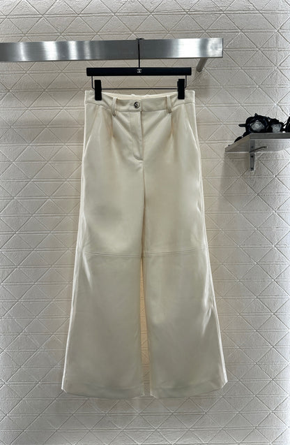 25fw  High waisted sheepskin leather wide leg pants