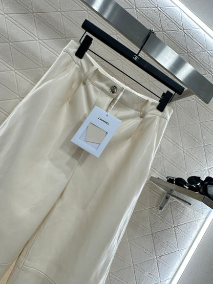 25fw  High waisted sheepskin leather wide leg pants