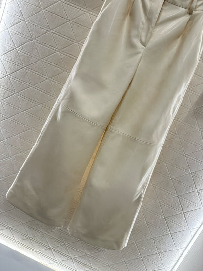 25fw  High waisted sheepskin leather wide leg pants