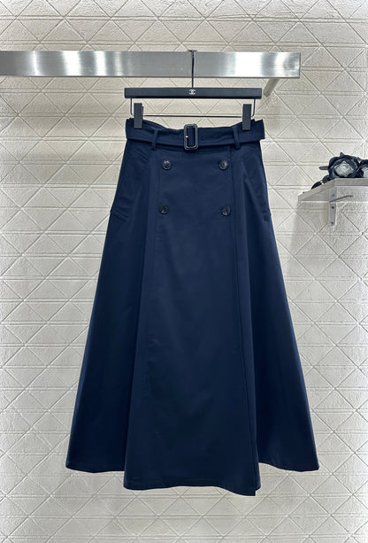 25fw Perforated waist belt high waisted umbrella skirt