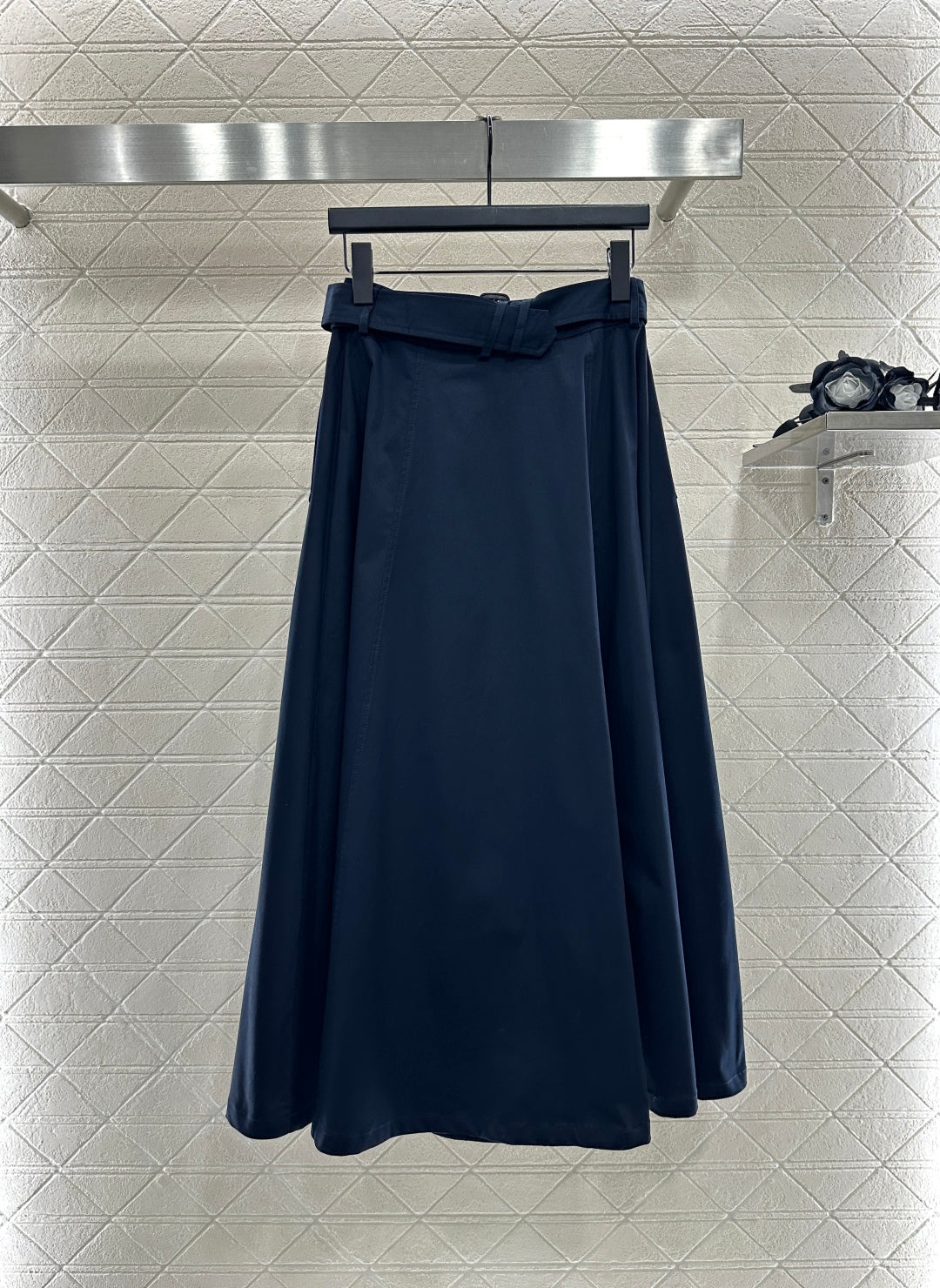 25fw Perforated waist belt high waisted umbrella skirt