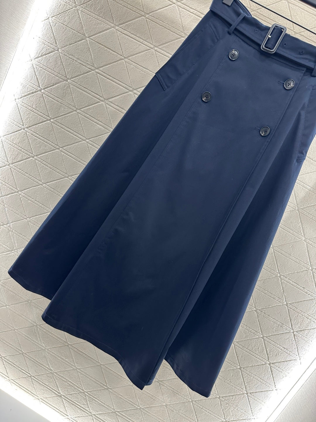 25fw Perforated waist belt high waisted umbrella skirt