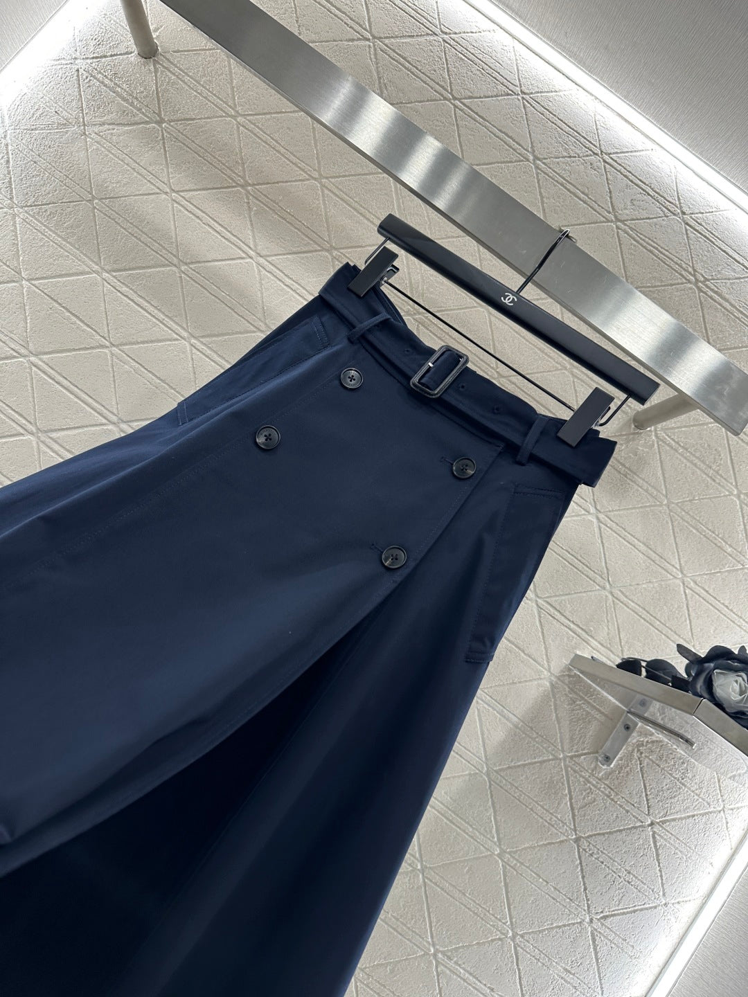 25fw Perforated waist belt high waisted umbrella skirt