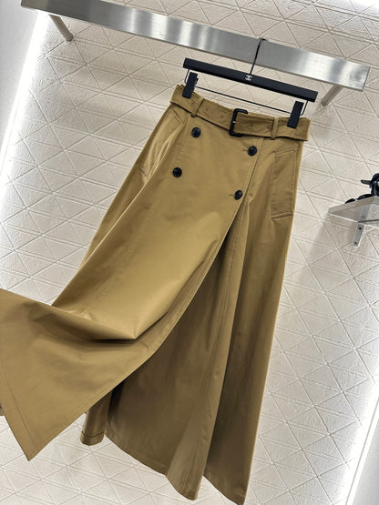 25fw Perforated waist belt high waisted umbrella skirt