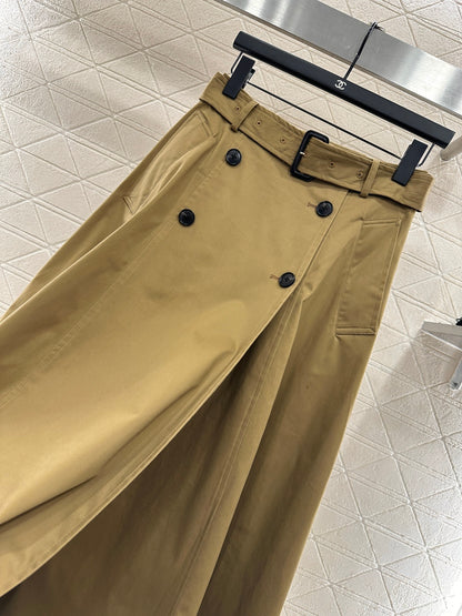 25fw Perforated waist belt high waisted umbrella skirt