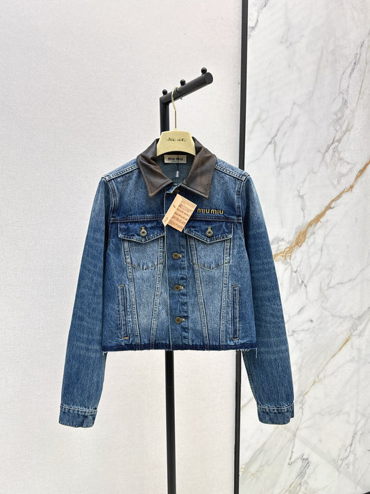 25fw Old leather collar denim jacket