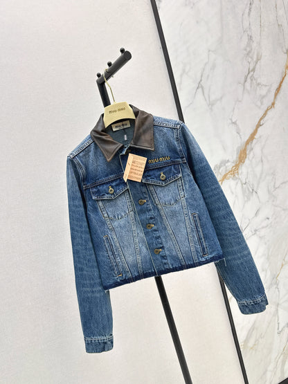 25fw Old leather collar denim jacket