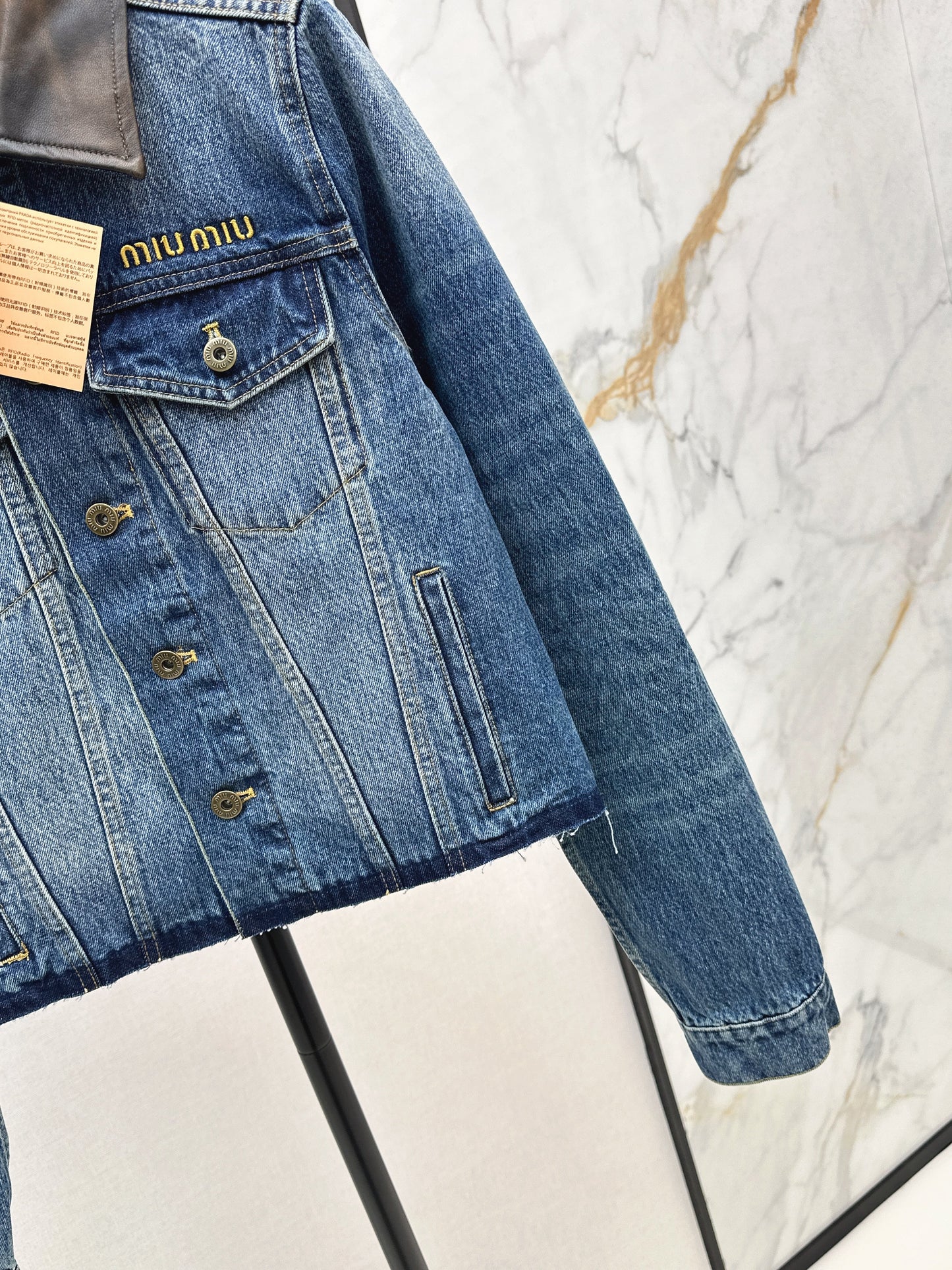 25fw Old leather collar denim jacket