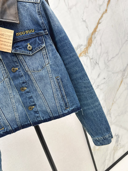 25fw Old leather collar denim jacket