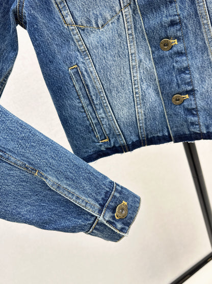 25fw Old leather collar denim jacket