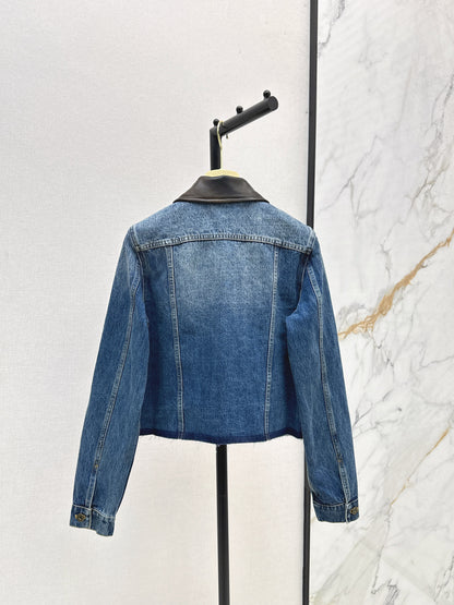 25fw Old leather collar denim jacket