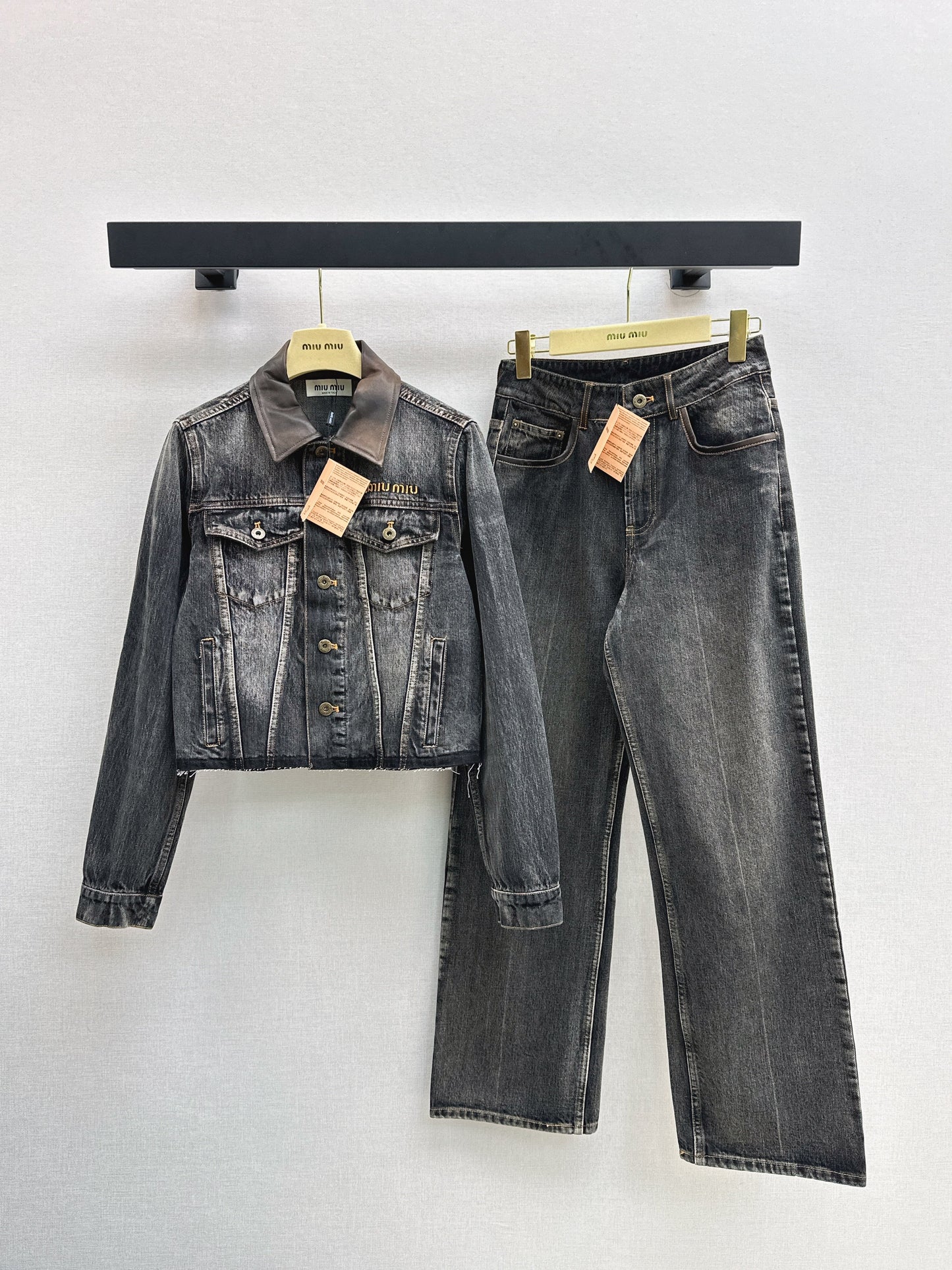 25fw Old leather collar denim jacket