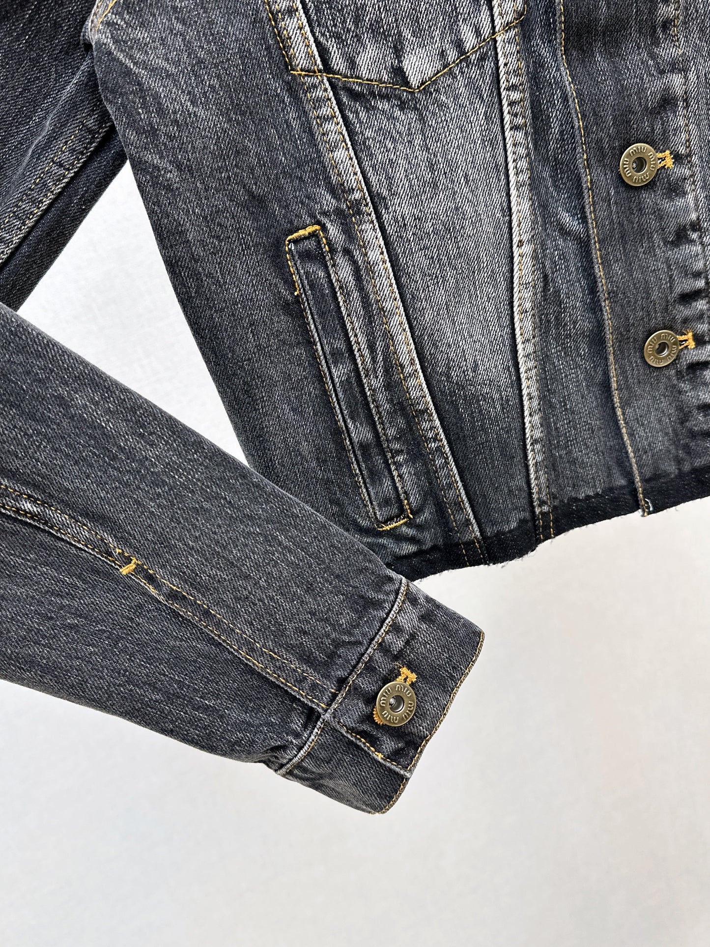 25fw Old leather collar denim jacket