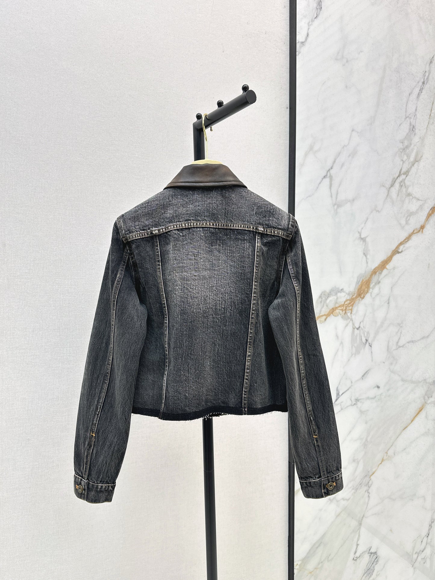 25fw Old leather collar denim jacket