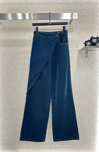 25fw Skirt edge denim pants