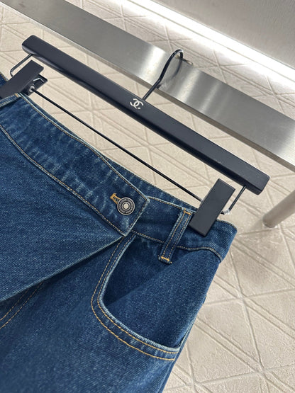 25fw Skirt edge denim pants