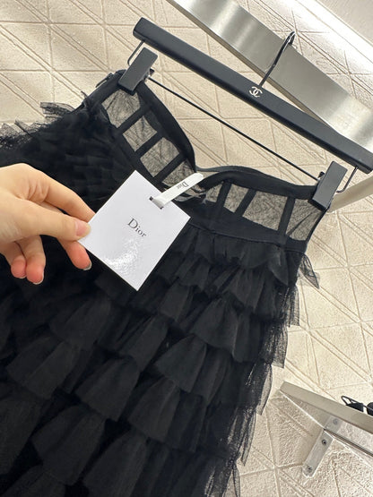 25fw Cake multi-layer long gauze skirt