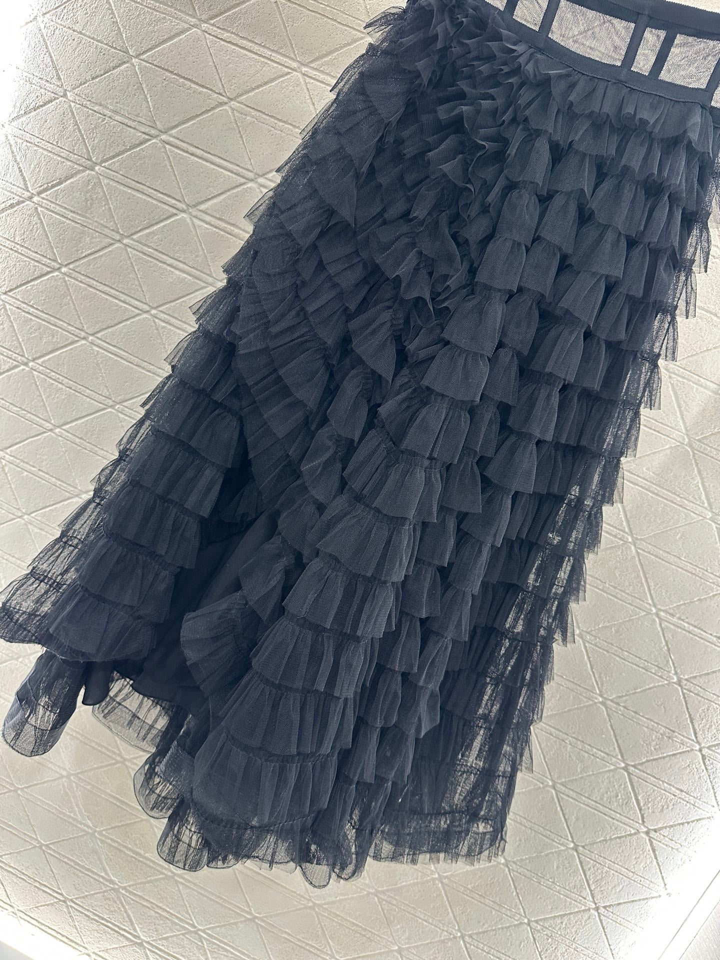 25fw Cake multi-layer long gauze skirt