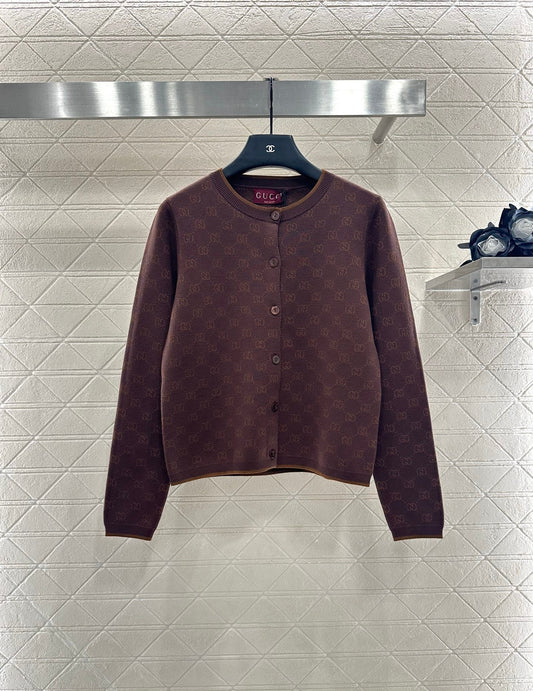 25fw Jacquard knitted cardigan