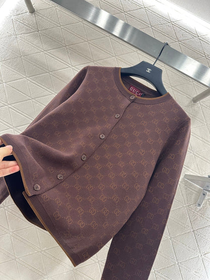 25fw Jacquard knitted cardigan