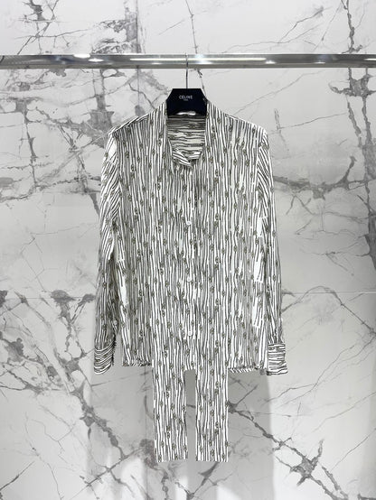 25fw Ribbon tie silk shirt