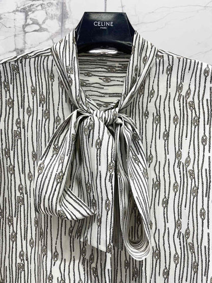 25fw Ribbon tie silk shirt