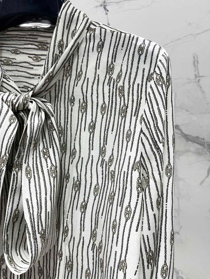 25fw Ribbon tie silk shirt