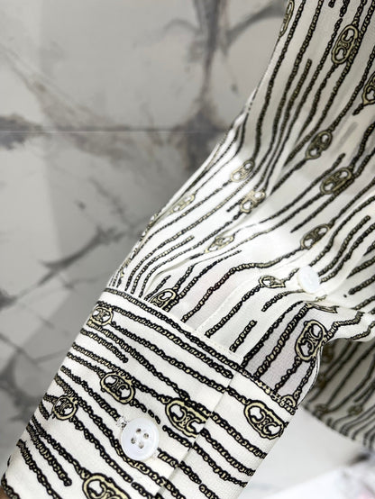 25fw Ribbon tie silk shirt