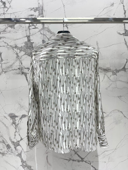 25fw Ribbon tie silk shirt