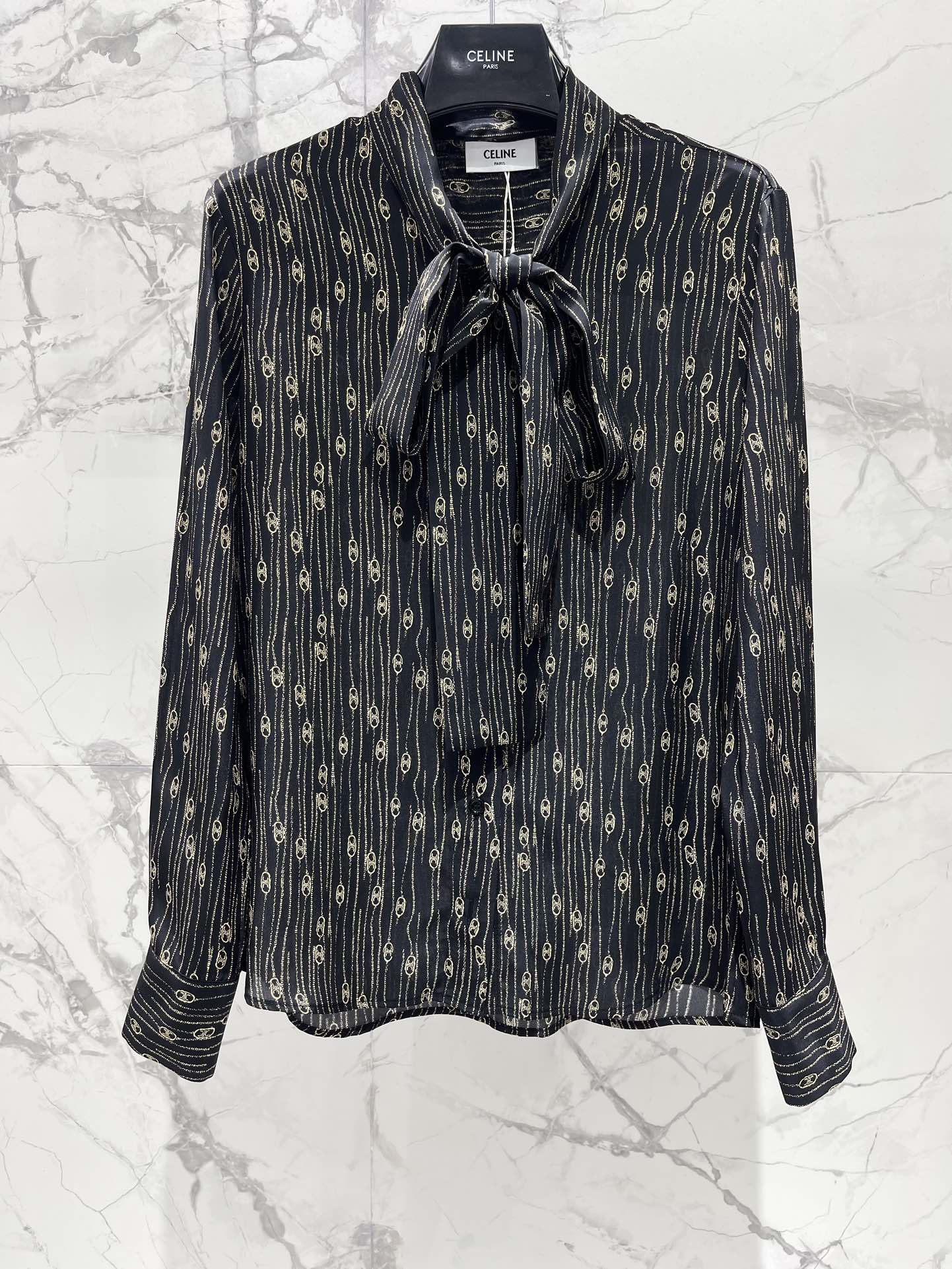 25fw Ribbon tie silk shirt