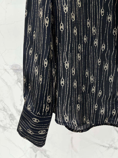 25fw Ribbon tie silk shirt