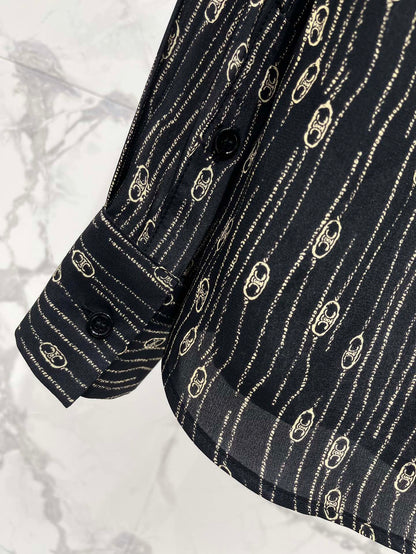 25fw Ribbon tie silk shirt