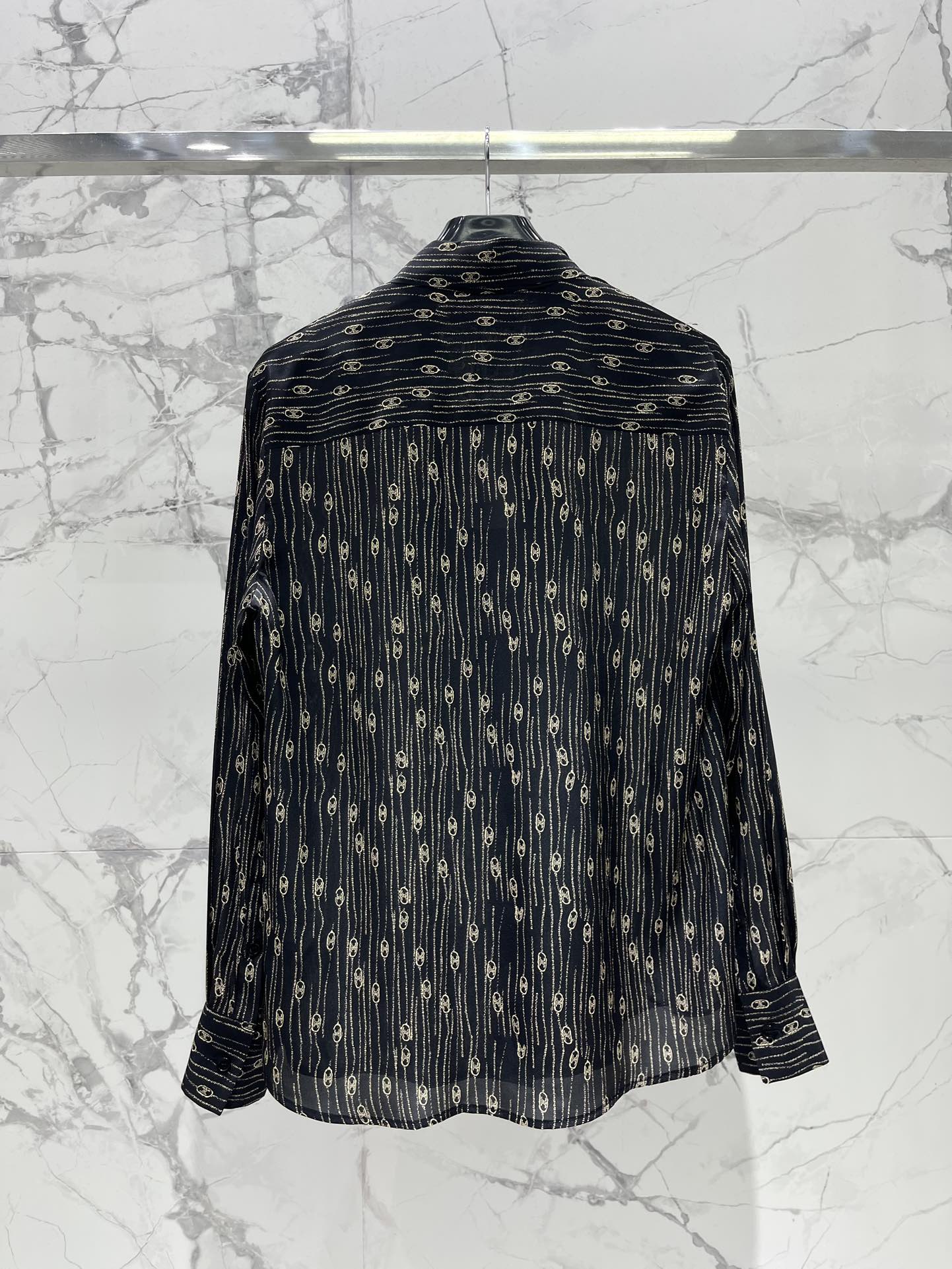 25fw Ribbon tie silk shirt